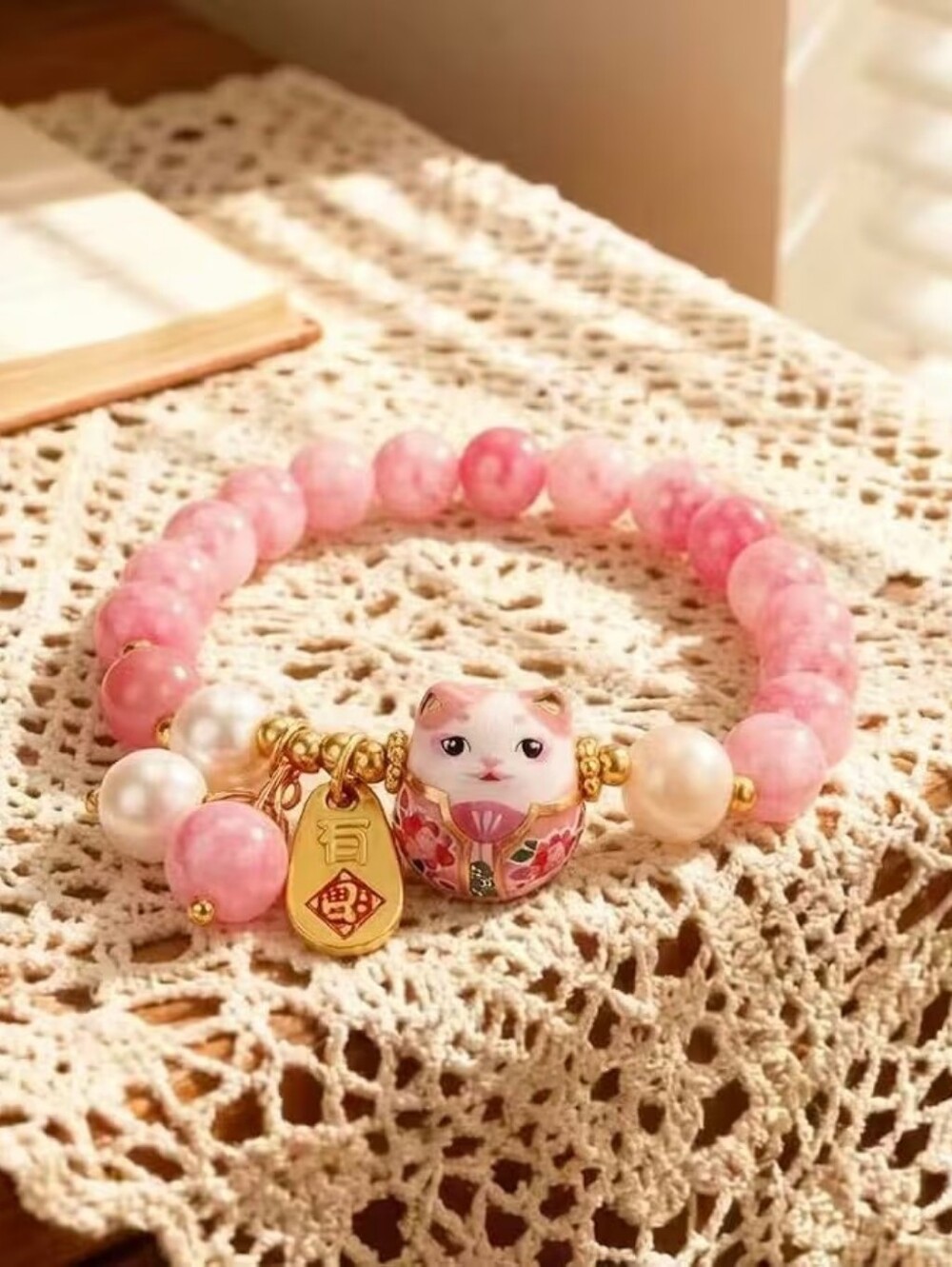 Crystal Beads Cat Bracelet